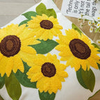 Cotton Throw Cushion Cover with Sunflower Embroidery – 45x45 cm Decorative Accent Pillow 6