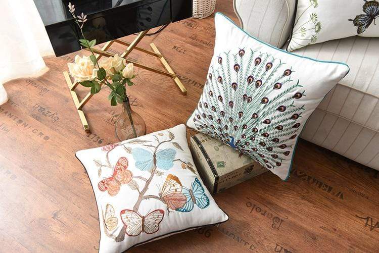 Country Style Decorative Cushion Cover with Fine Embroidery – 45cm x 45cm Cotton Pillow Cover for Home Decor 2