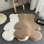 Cozy Cartoon Bear Washable Area Rug – Plush Floor Mat in White, Milky White, and Brown for Kids' Rooms 5