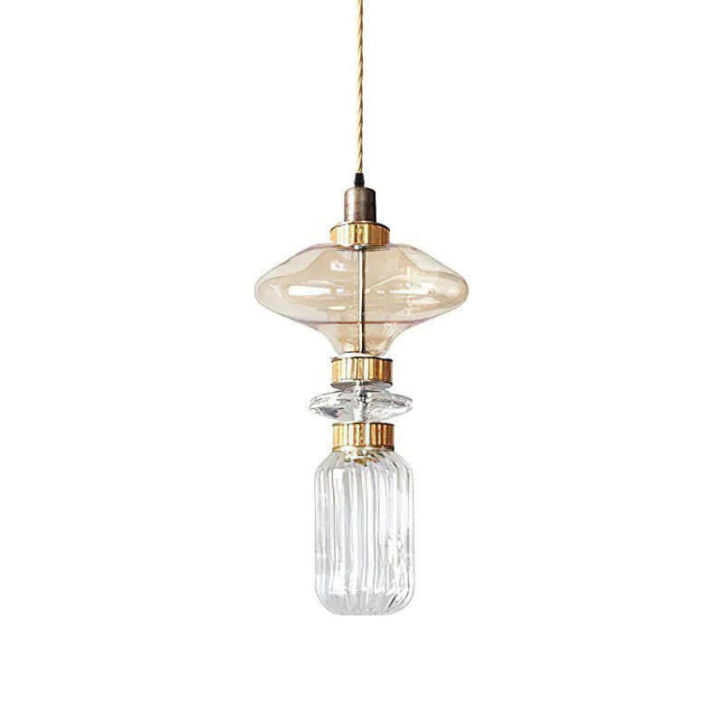 Crystal Glass Pendant Light Brass Gold Geometric Diamond Dimmable LED Dining Room Home Decor - Stack & Clear 11