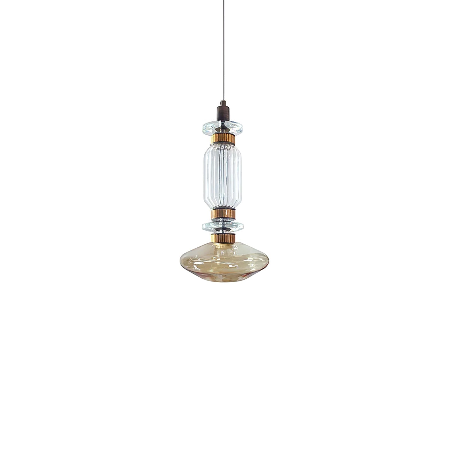 Crystal Glass Pendant Light Brass Gold Geometric Diamond Dimmable LED Dining Room Home Decor - Stack & Clear 12