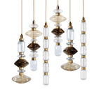 Crystal Glass Pendant Light Brass Gold Geometric Diamond Dimmable LED Dining Room Home Decor - Stack & Clear 13