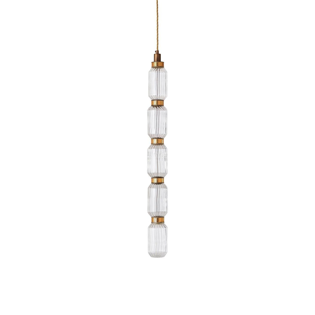 Crystal Glass Pendant Light Brass Gold Geometric Diamond Dimmable LED Dining Room Home Decor - Stack & Clear 14