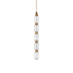 Crystal Glass Pendant Light Brass Gold Geometric Diamond Dimmable LED Dining Room Home Decor - Stack & Clear 14