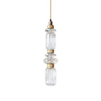 Crystal Glass Pendant Light Brass Gold Geometric Diamond Dimmable LED Dining Room Home Decor - Stack & Clear 17