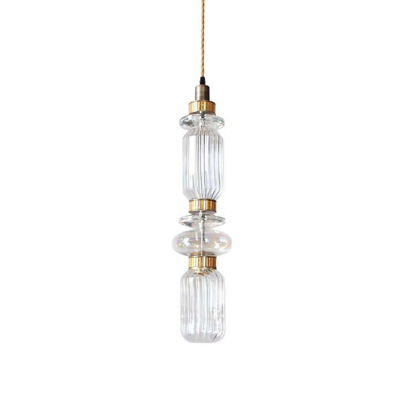 Crystal Glass Pendant Light Brass Gold Geometric Diamond Dimmable LED Dining Room Home Decor - Stack & Clear 17