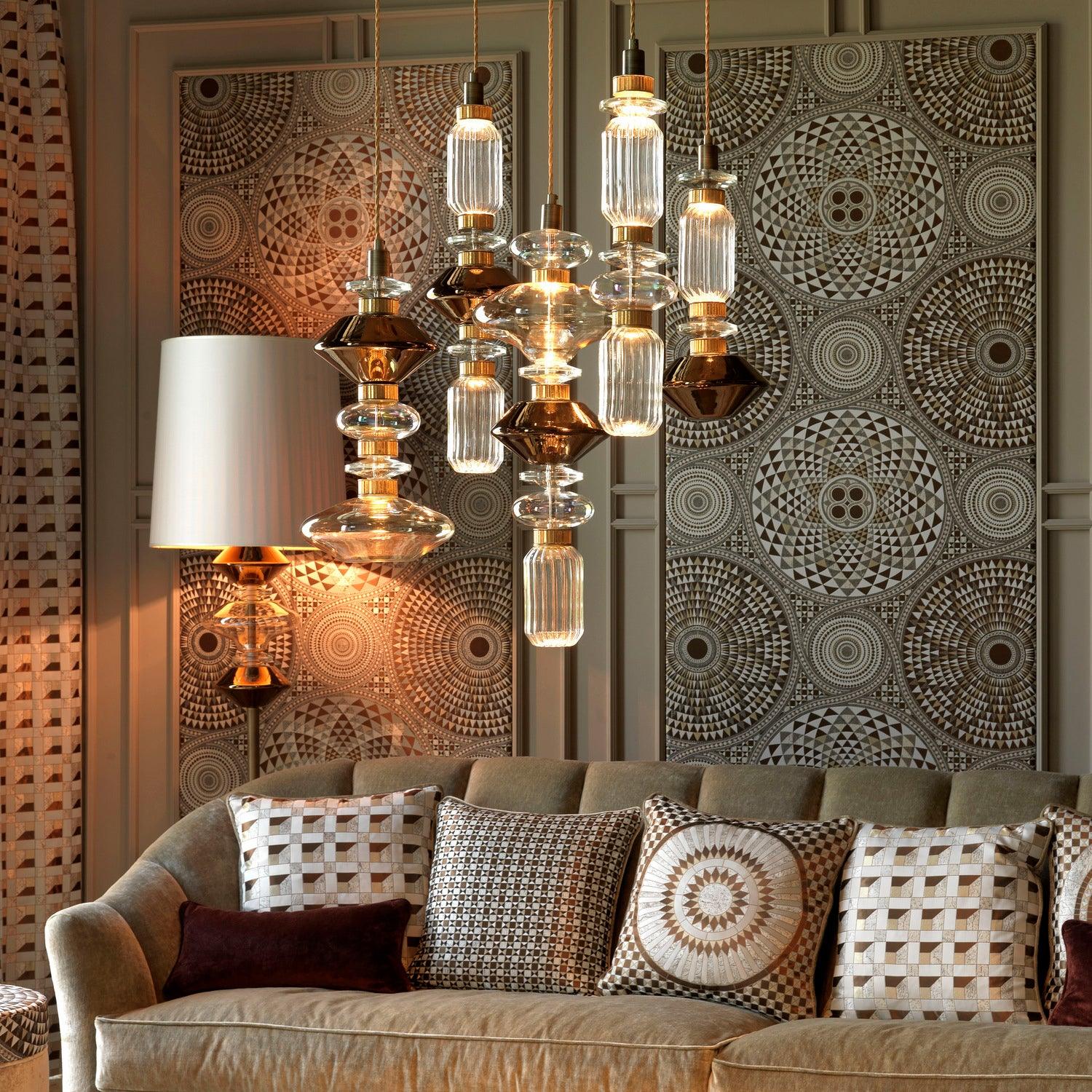 Crystal Glass Pendant Light Brass Gold Geometric Diamond Dimmable LED Dining Room Home Decor - Stack & Clear 2
