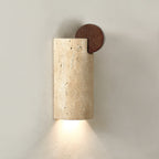 Curve Wall Light with Yellow Travertine and Wood Finish – Indoor Sconce 3