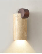 Curve Wall Light with Yellow Travertine and Wood Finish – Indoor Sconce 5