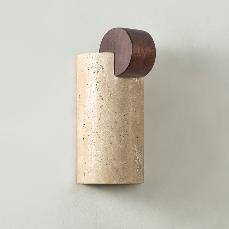 Curve Wall Light with Yellow Travertine and Wood Finish – Indoor Sconce 7