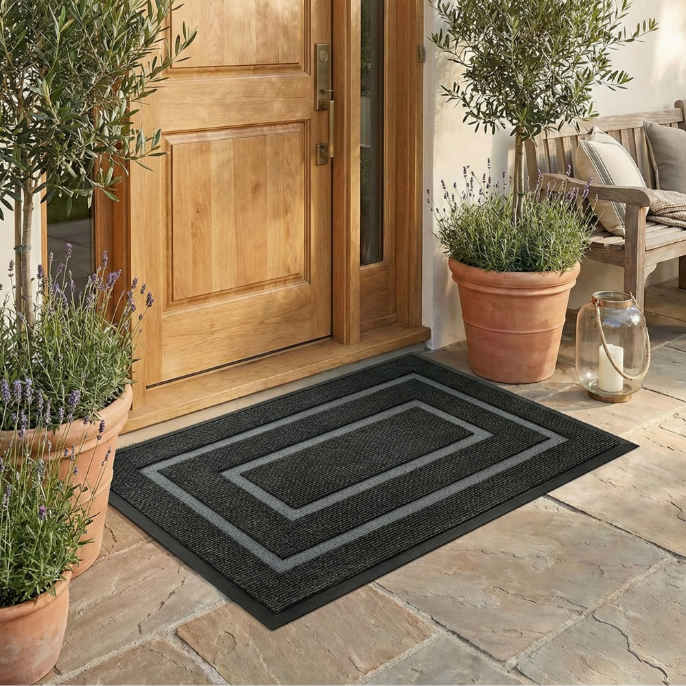 Curved Thread Line Non-Slip Door Mat Rubber Backed 10