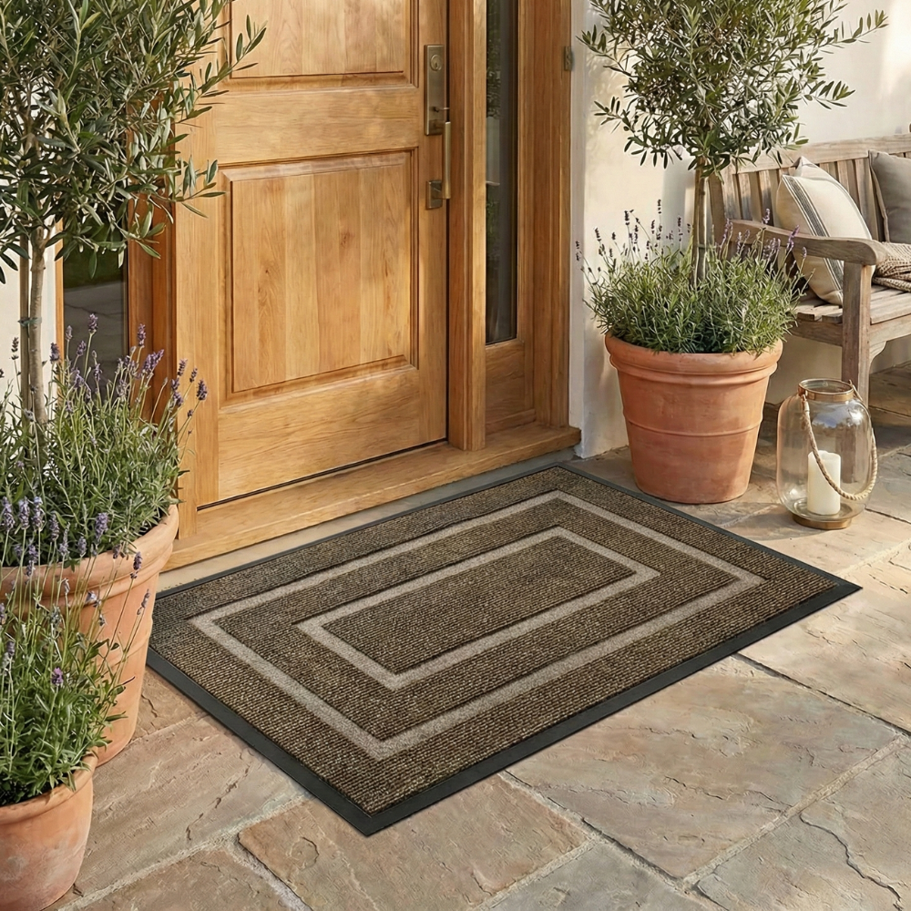 Curved Thread Line Non-Slip Door Mat Rubber Backed 11