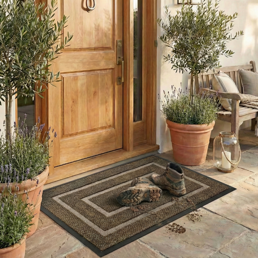Curved Thread Line Non-Slip Door Mat Rubber Backed 13