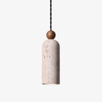 Cylindrical Pendant Light with Yellow Travertine Shade for Kitchen Island 0