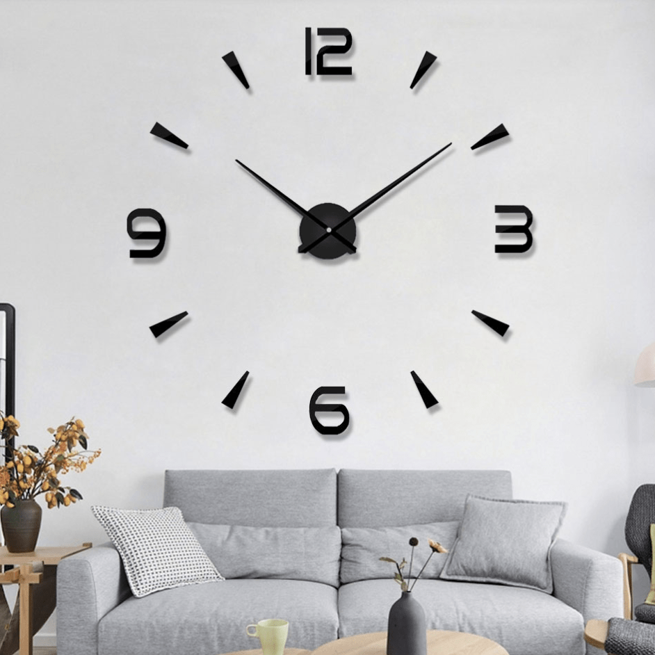 DIY Large Wall Clock Decor with Foam Numbers and Template - 90cm Modern Design 0