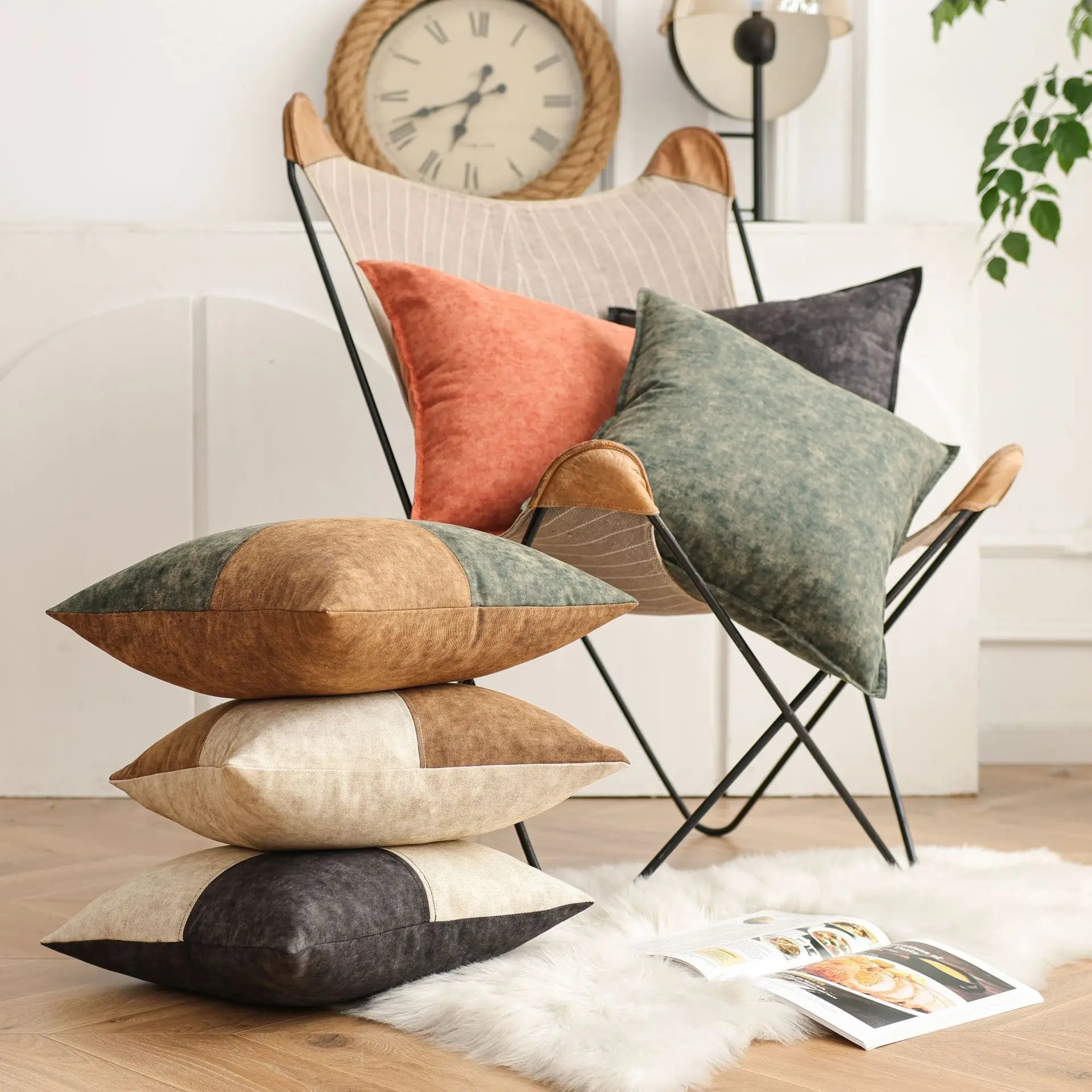 Denim Cushion Cover - Stylish Square Pillow Case, Durable Woven Fabric for Sofa and Couch - Modern Rustic Design 1