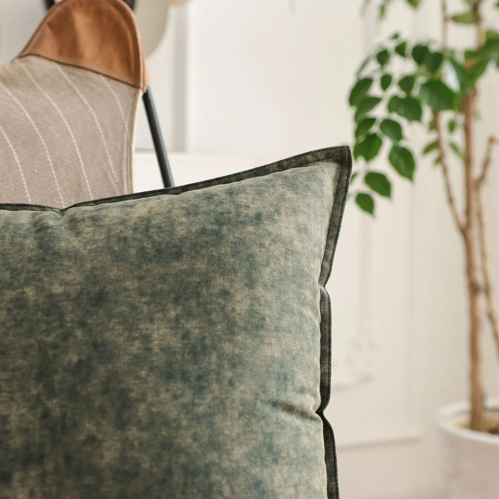 Denim Cushion Cover - Stylish Square Pillow Case, Durable Woven Fabric for Sofa and Couch - Modern Rustic Design 5