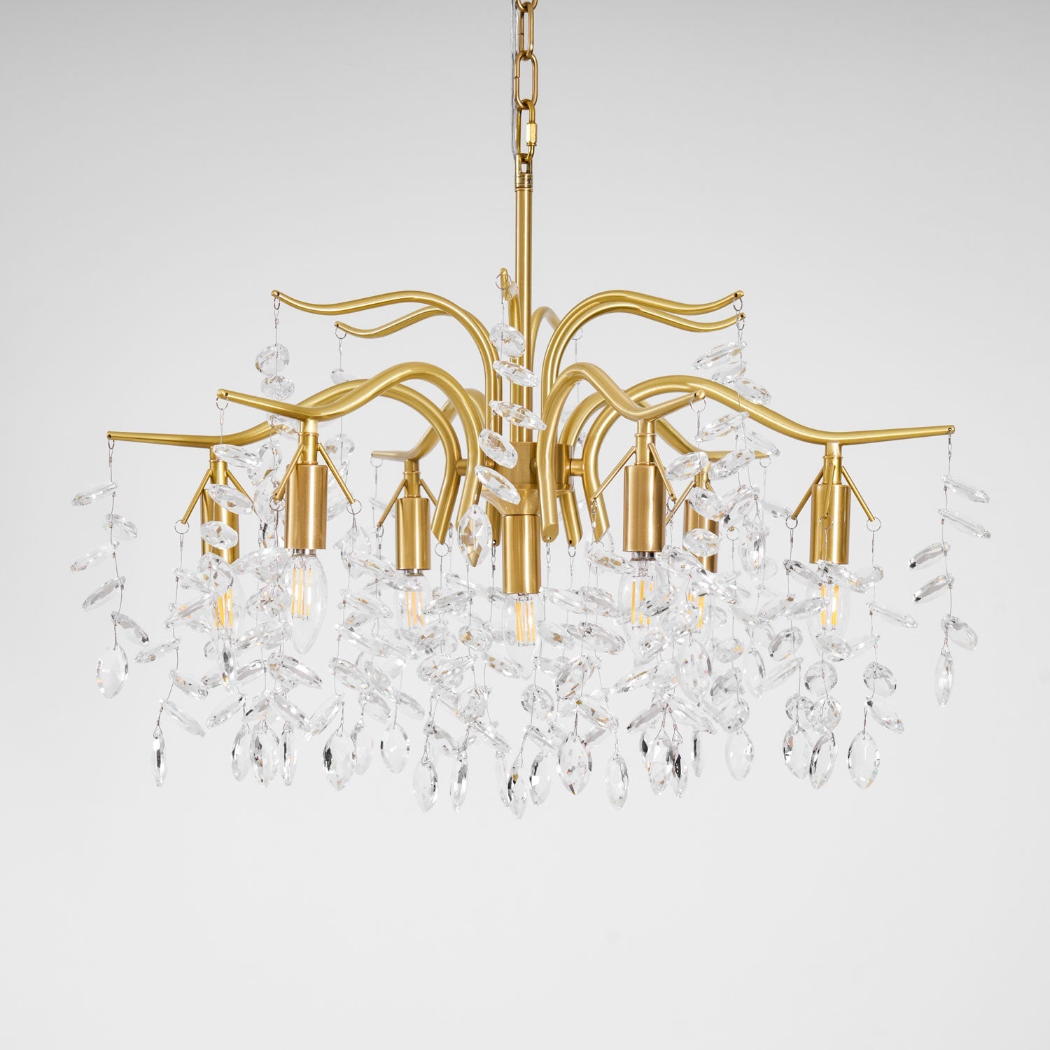 Designer Chandelier Crystal Brass Unique Indoor Illumination 0