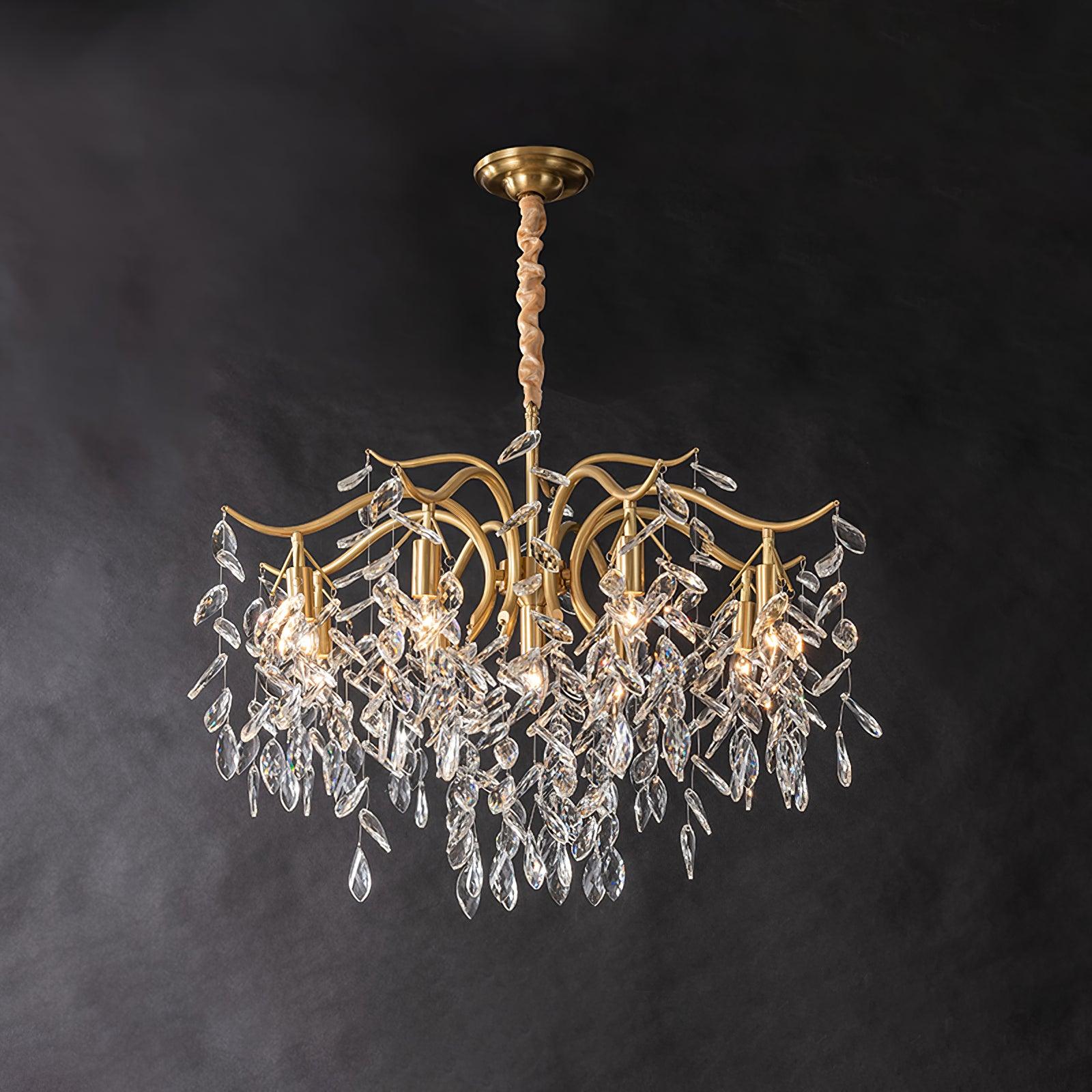 Designer Chandelier Crystal Brass Unique Indoor Illumination 10