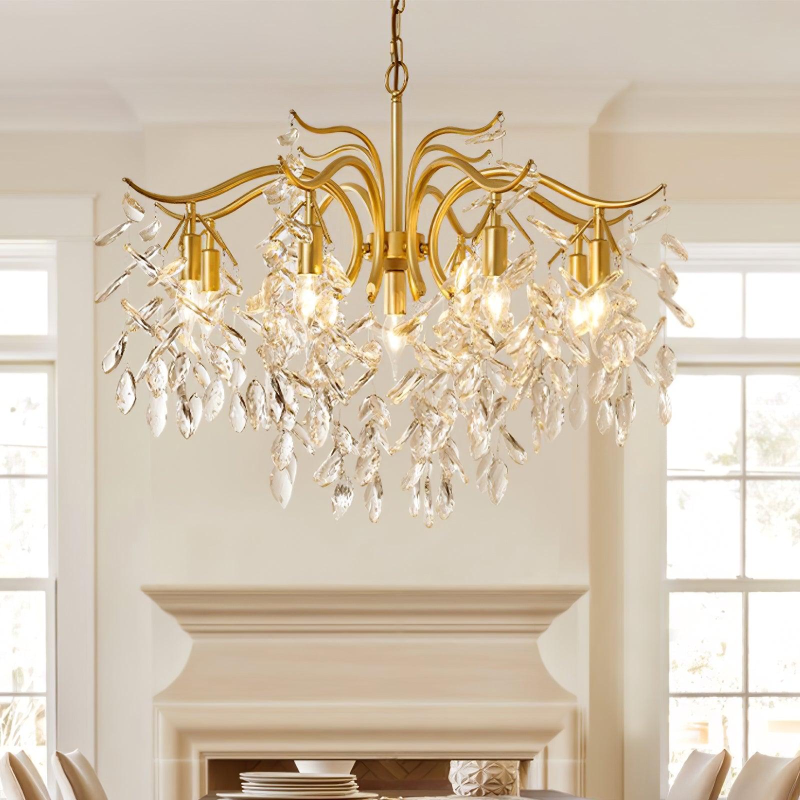 Designer Chandelier Crystal Brass Unique Indoor Illumination 2
