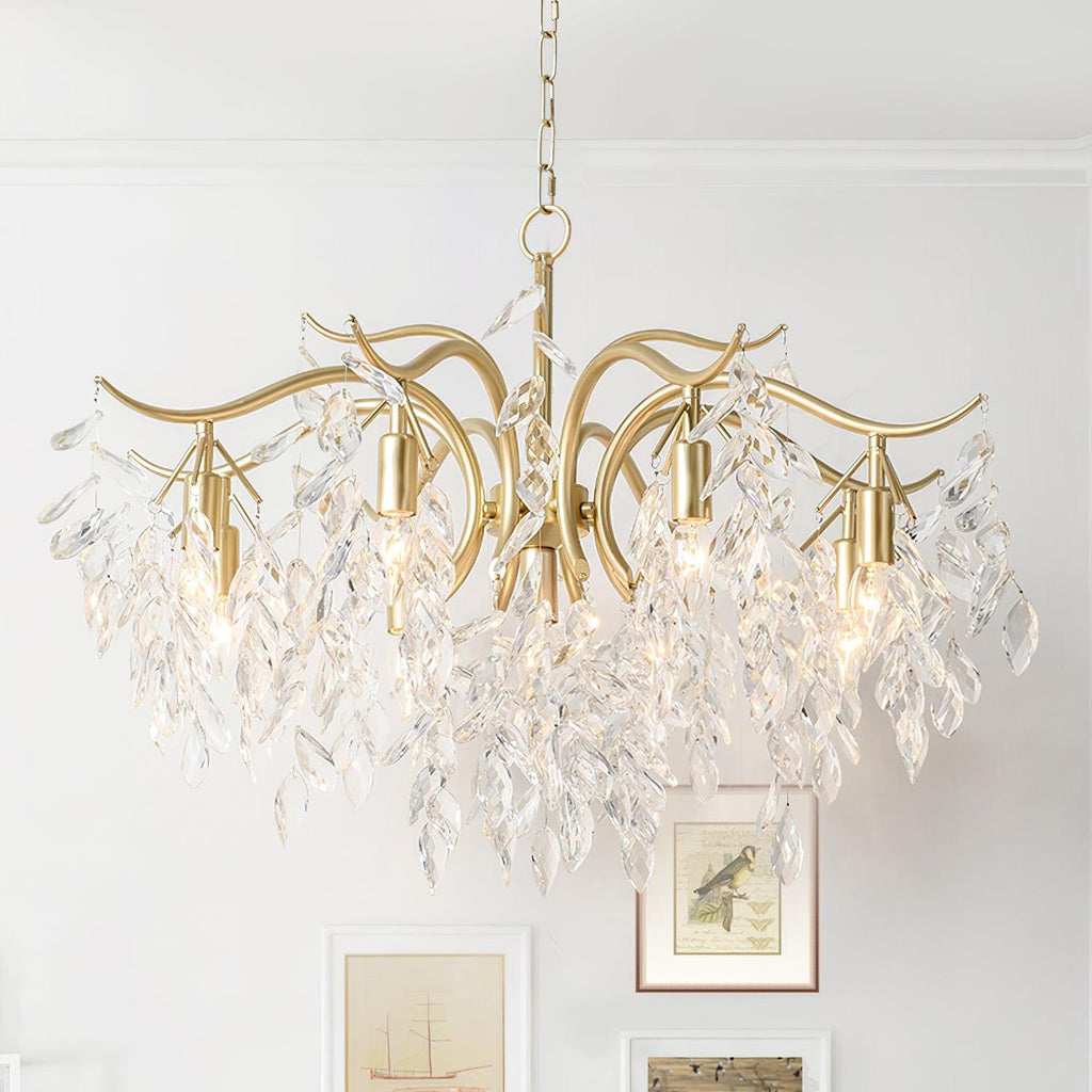Designer Chandelier Crystal Brass Unique Indoor Illumination 5