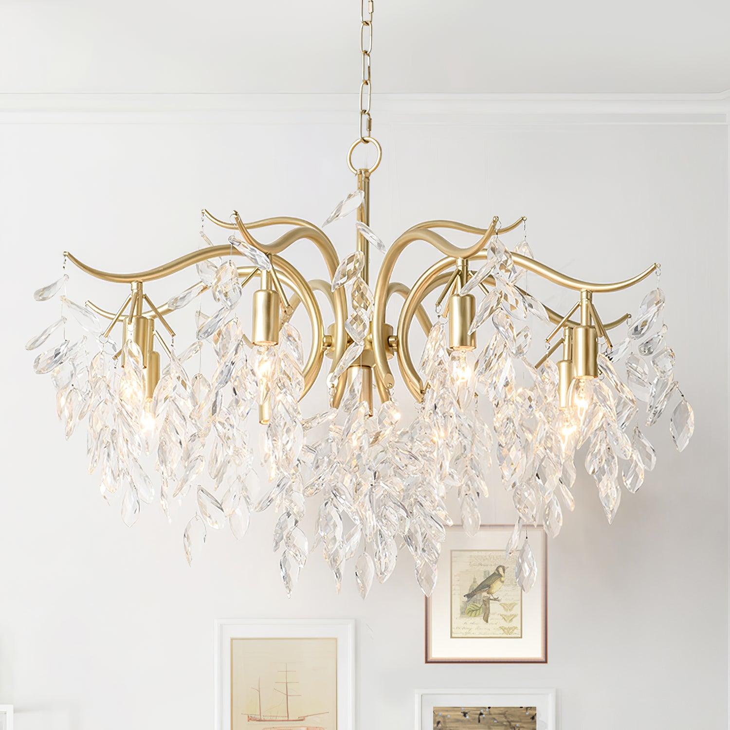 Designer Chandelier Crystal Brass Unique Indoor Illumination 5