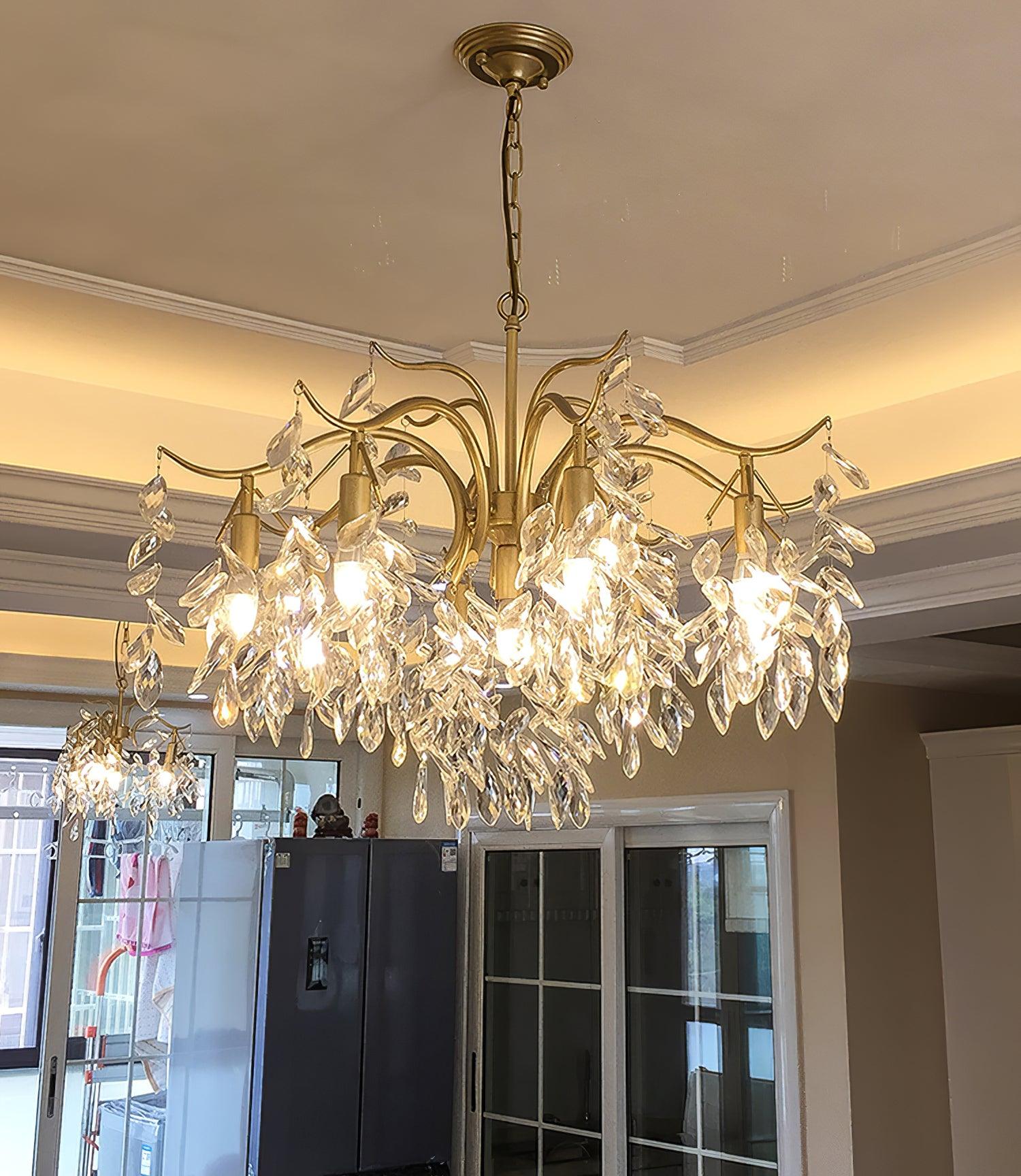 Designer Chandelier Crystal Brass Unique Indoor Illumination 7