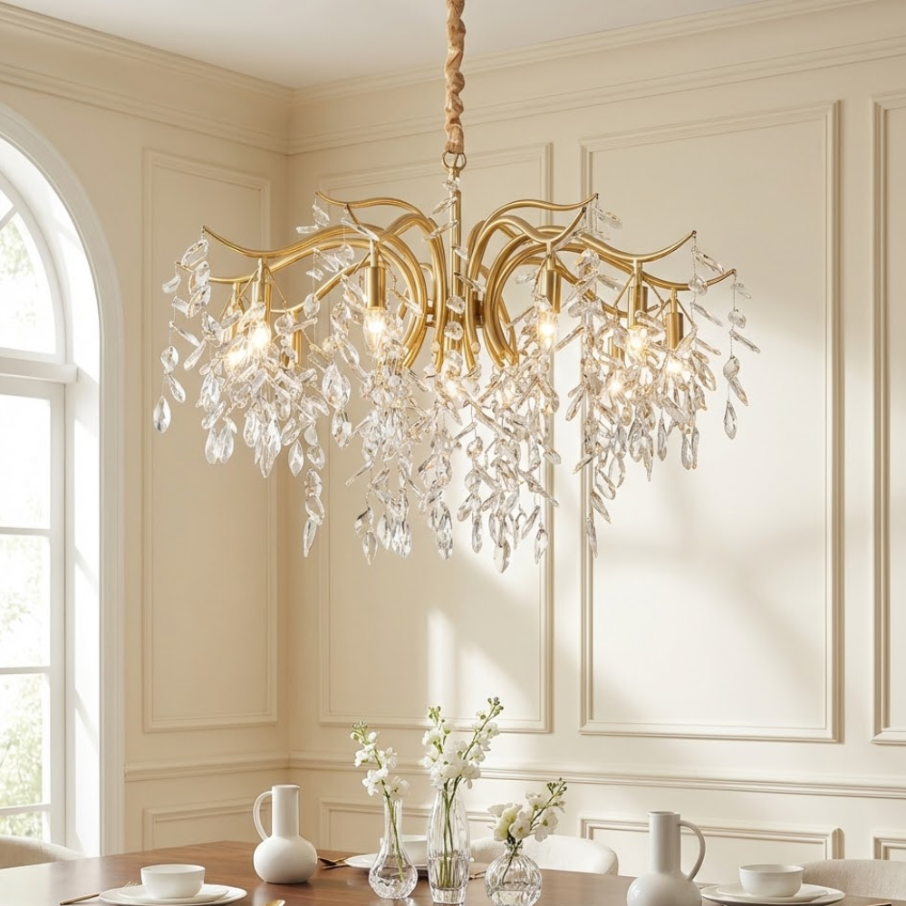 Designer Chandelier Crystal Brass Unique Indoor Illumination 97