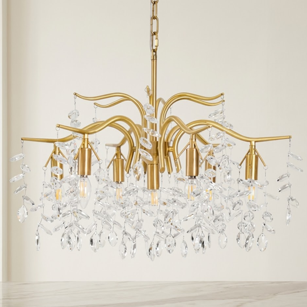 Designer Chandelier Crystal Brass Unique Indoor Illumination 99