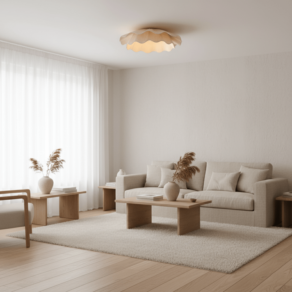 Dimmable Ceiling Light Brass Fabric Shade Elegant Design 5