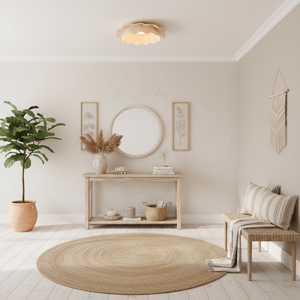 Dimmable Ceiling Light Brass Fabric Shade Elegant Design 8