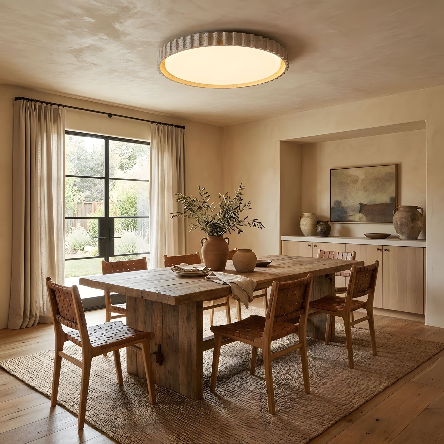 Dimmable Ceiling Light Yellow Travertine Elegant Design 2