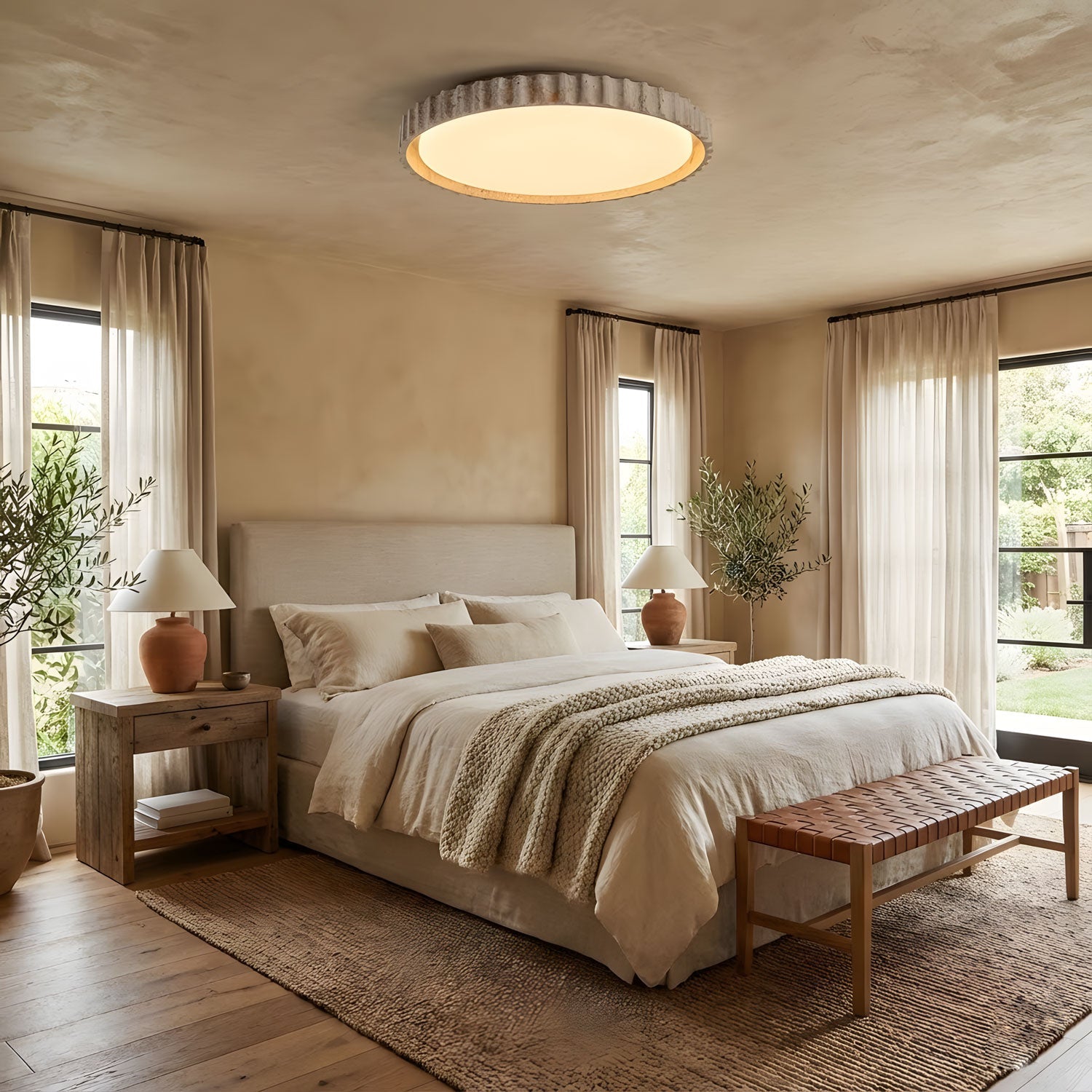 Dimmable Ceiling Light Yellow Travertine Elegant Design 3