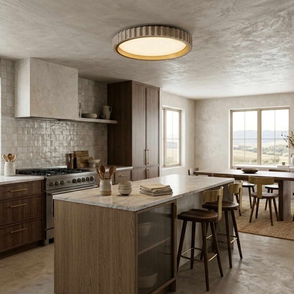 Dimmable Ceiling Light Yellow Travertine Elegant Design 99