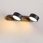 Duo Wall Light with Black Travertine and Wood – Modern Sconce Fixture 0