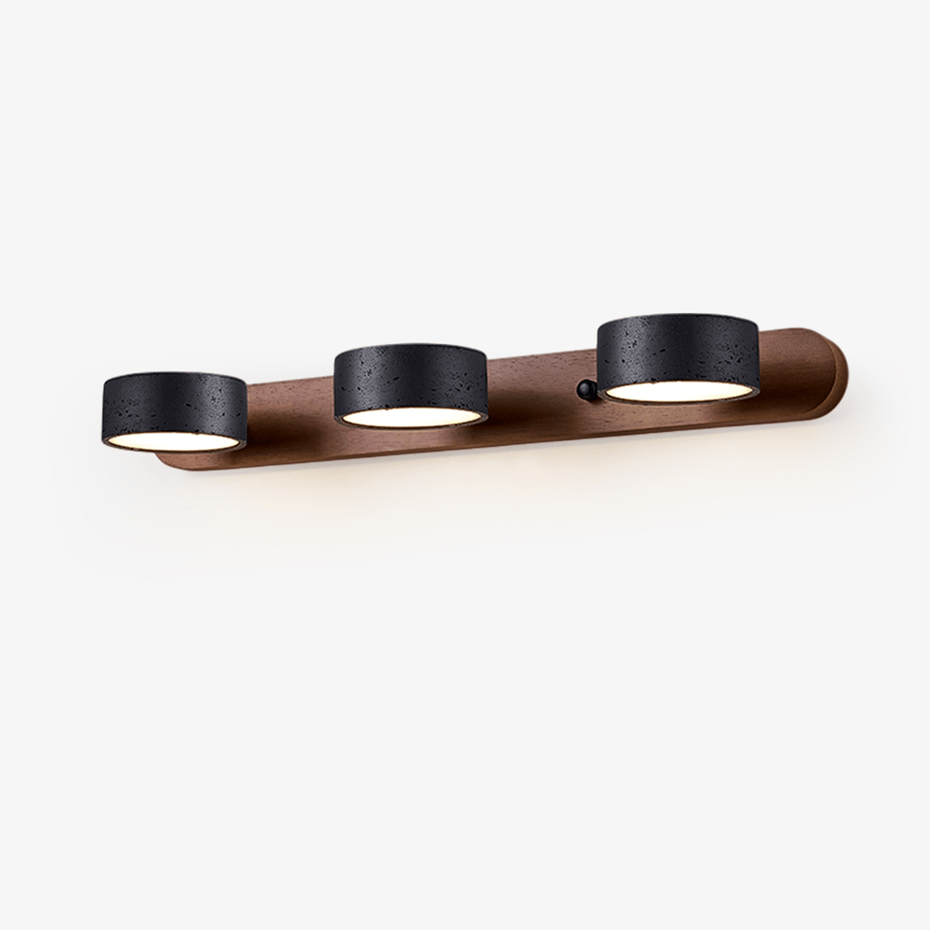 Duo Wall Light with Black Travertine and Wood – Modern Sconce Fixture 1