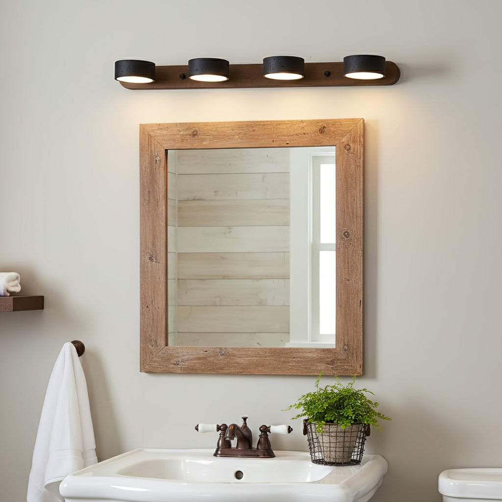 Duo Wall Light with Black Travertine and Wood – Modern Sconce Fixture 3
