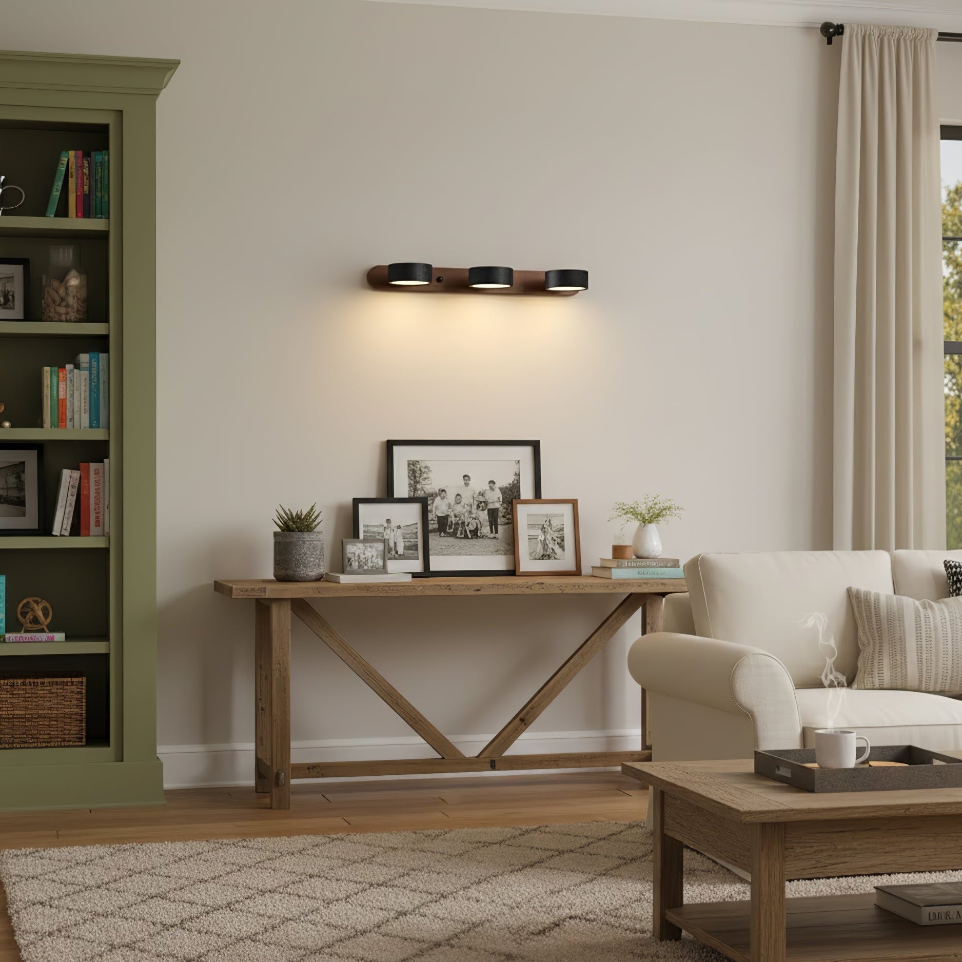 Duo Wall Light with Black Travertine and Wood – Modern Sconce Fixture 5