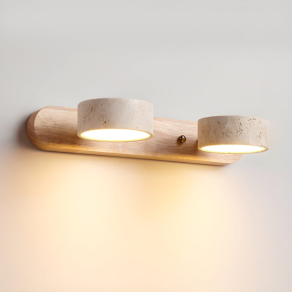 Duo Wall Light with Yellow Travertine and Wood Finish - Modern Indoor Sconce 14