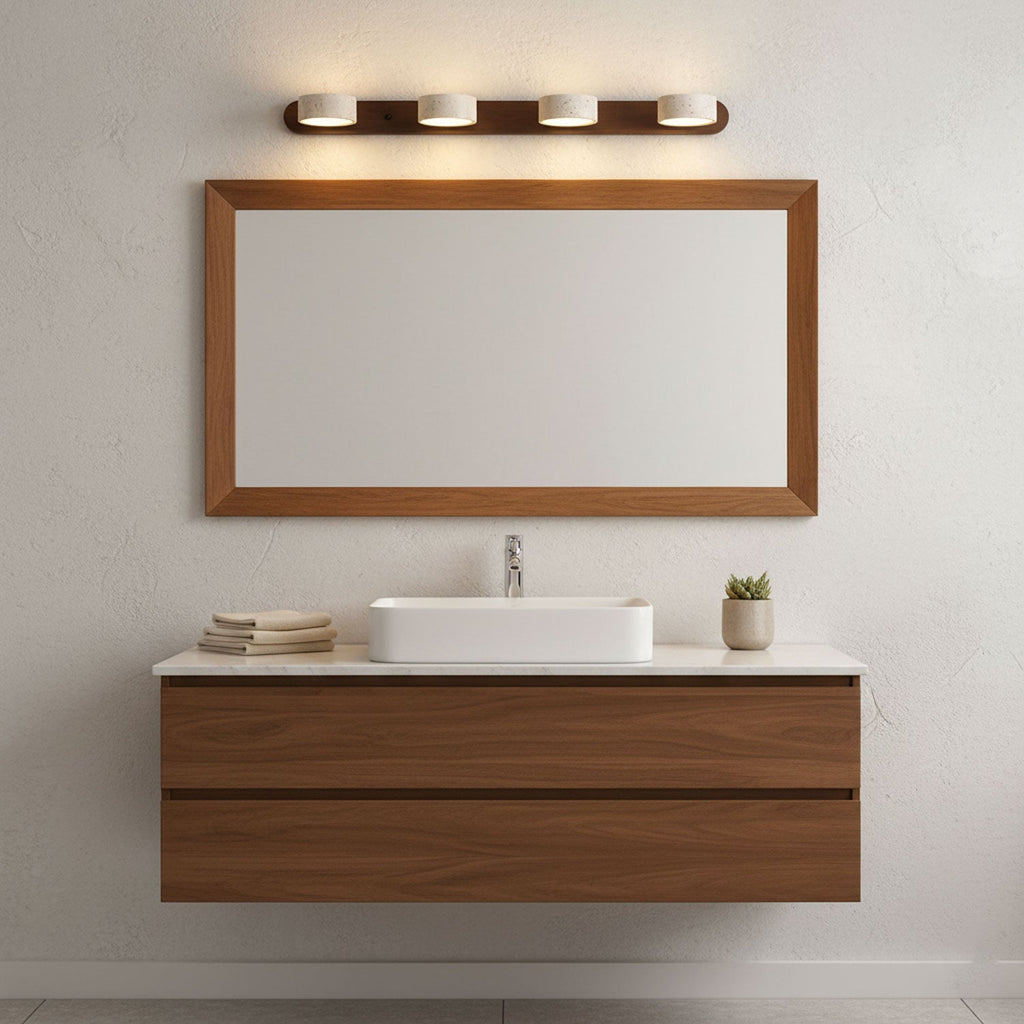 Duo Wall Light with Yellow Travertine and Wood Finish - Modern Indoor Sconce 7