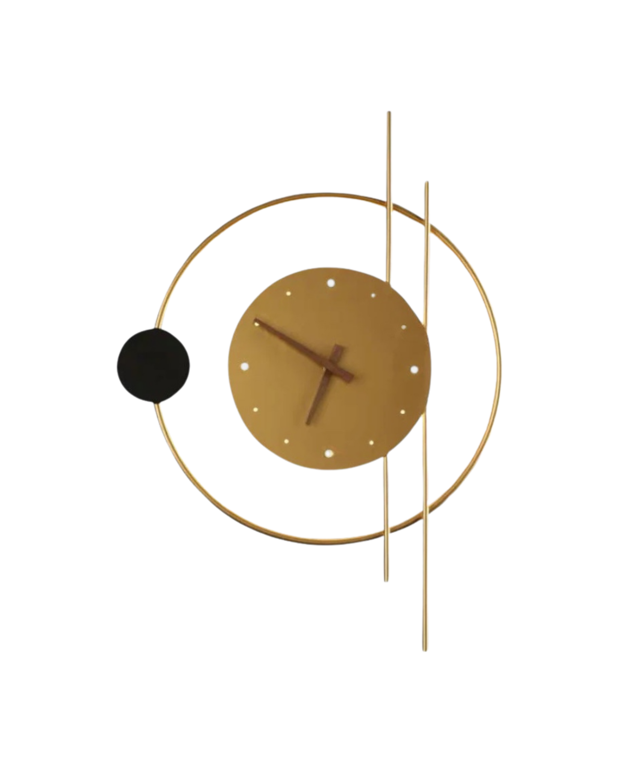 Éclipse Wall Clock Lamp – Modern Geometric Design in Gold and Black Finish 0