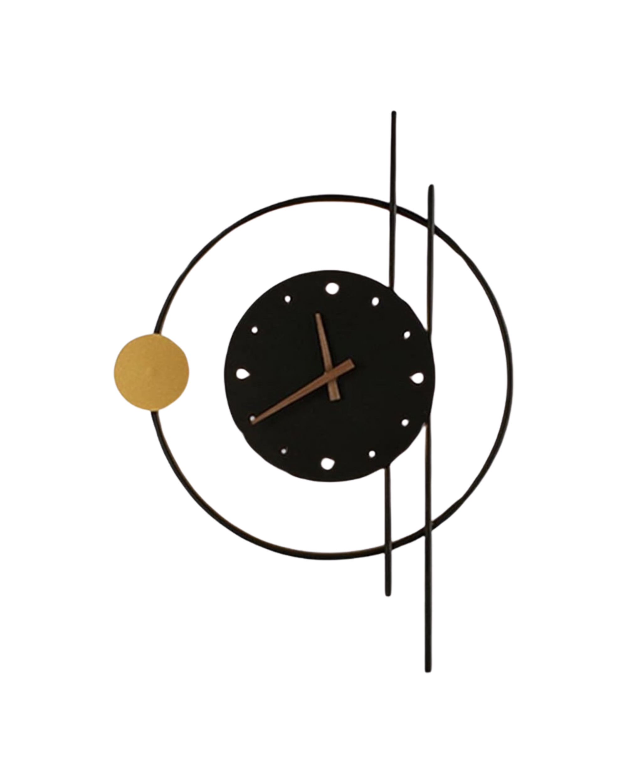 Éclipse Wall Clock Lamp – Modern Geometric Design in Gold and Black Finish 3