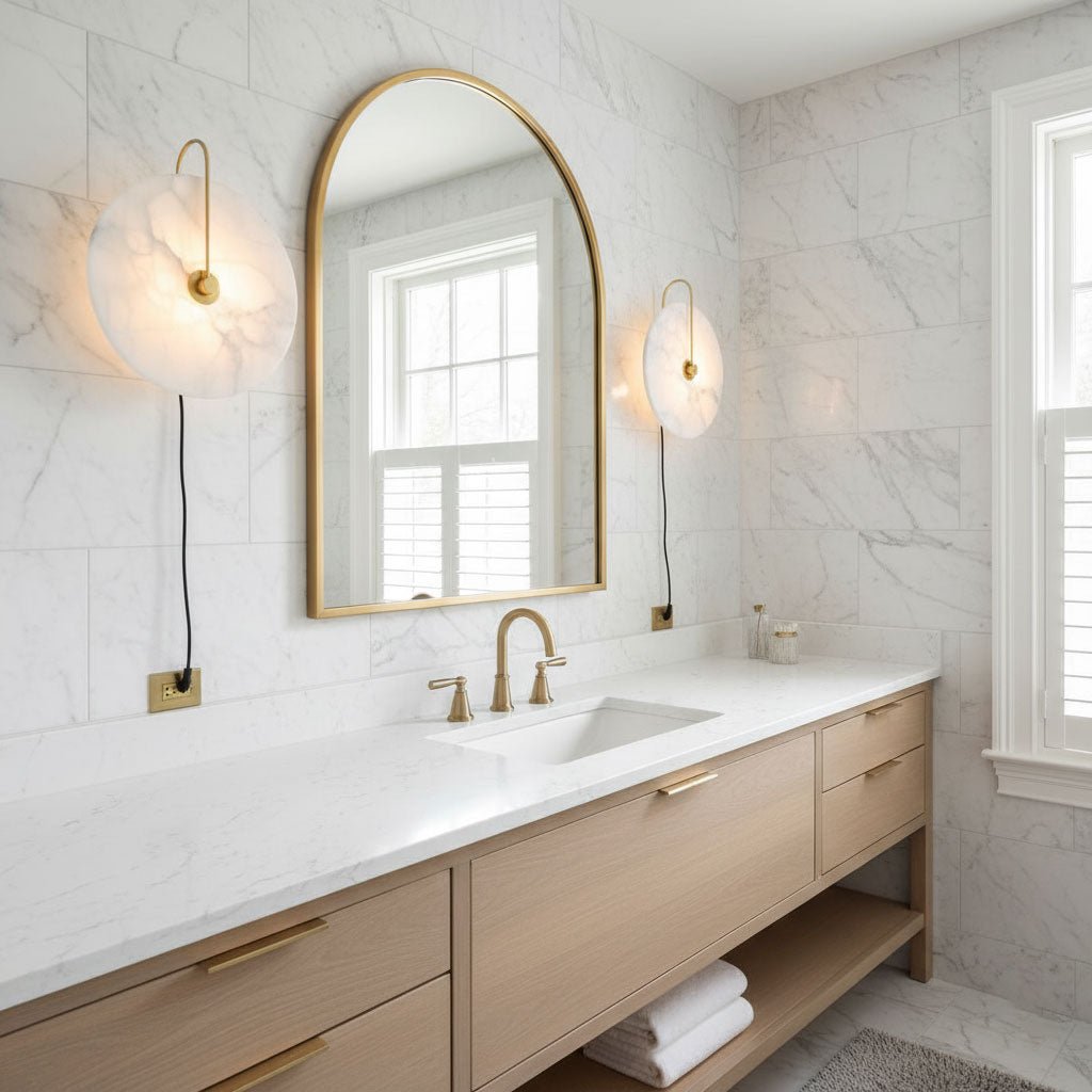 Elegant Adjustable LED Wall Sconce with Alabaster Shade 4