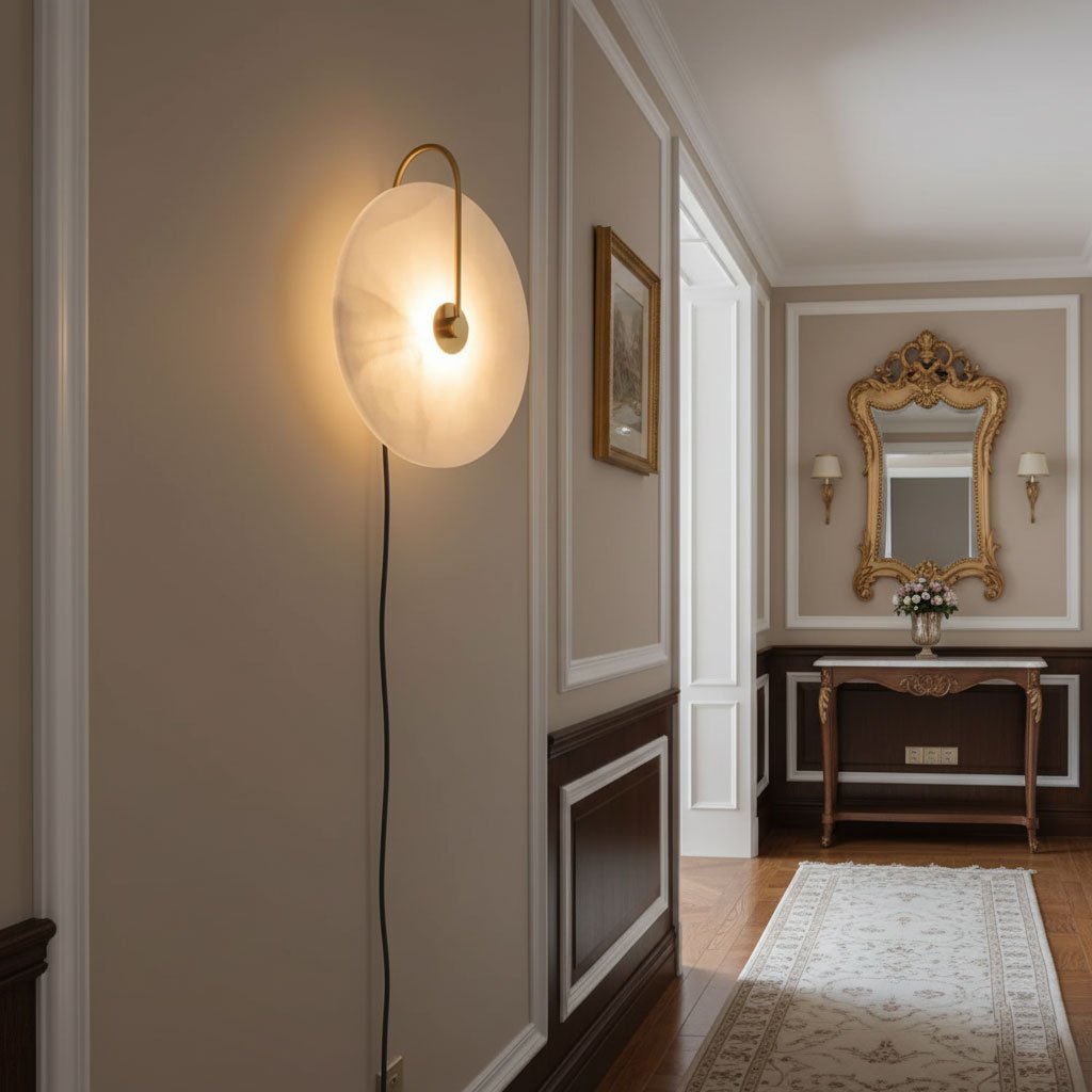 Elegant Adjustable LED Wall Sconce with Alabaster Shade 7