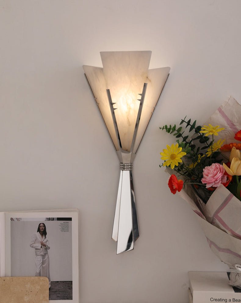 Elegant Alabaster LED Wall Light With Metal Base 4