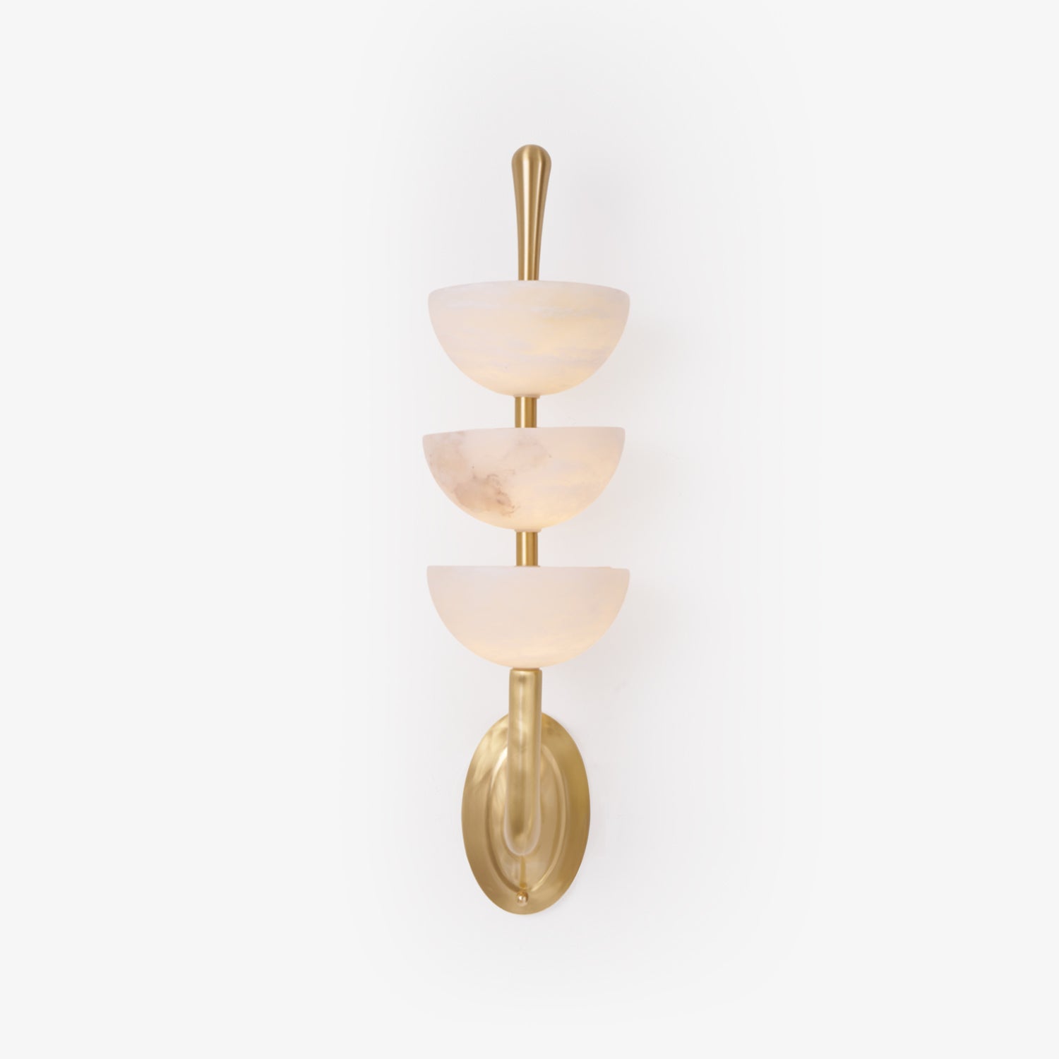 Elegant Alabaster LED Wall Sconce Brass Finish 0