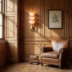 Elegant Alabaster LED Wall Sconce Brass Finish 6