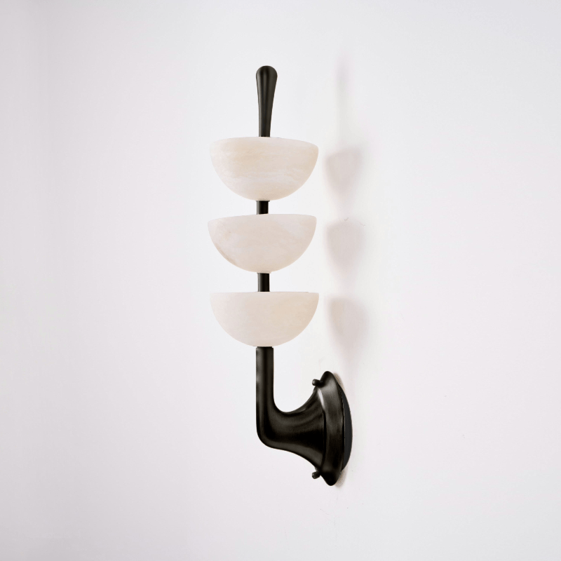 Elegant Alabaster LED Wall Sconce Brass Finish 9