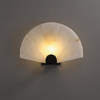 Elegant Alabaster LED Wall Sconce with Black Base 0