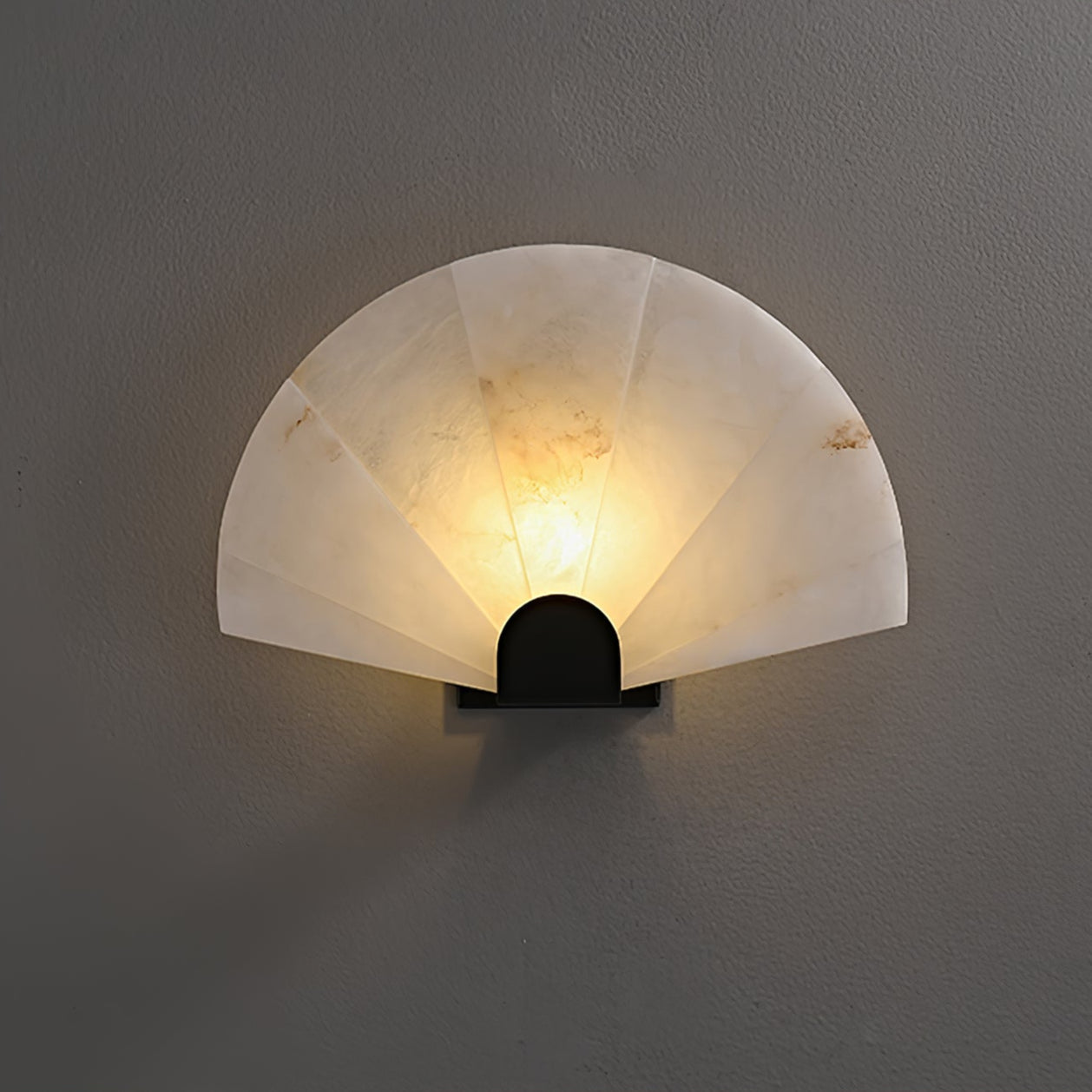 Elegant Alabaster LED Wall Sconce with Black Base 0